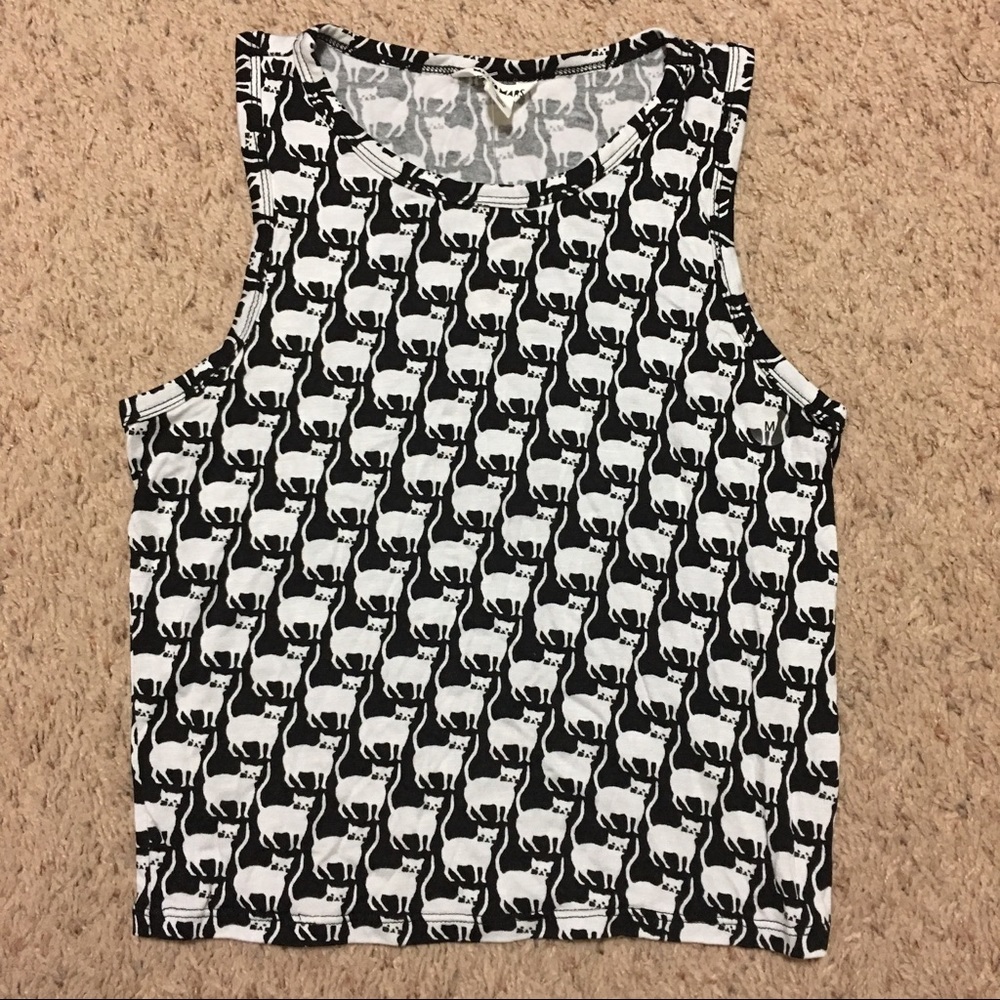 Aeropostale High-Neck Cat Prints Crop Top